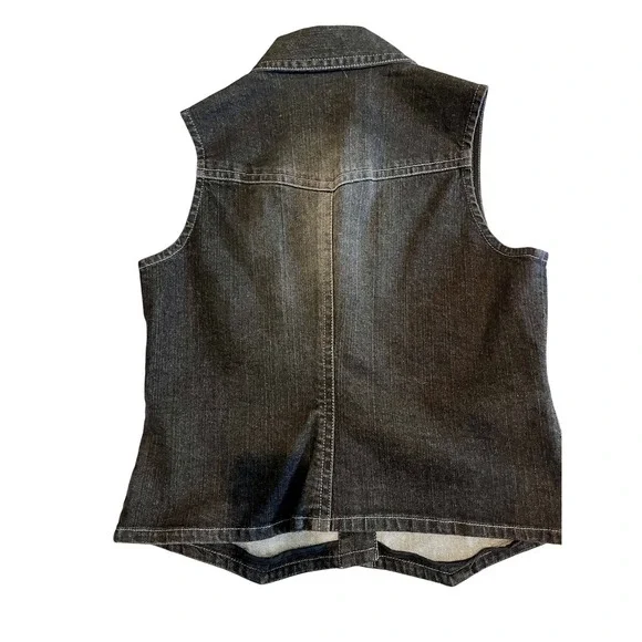 Chicos Platinum Denim Vest Women's Black Sleeveless Jean Collared Size 1 Chico's - Picture 2 of 7